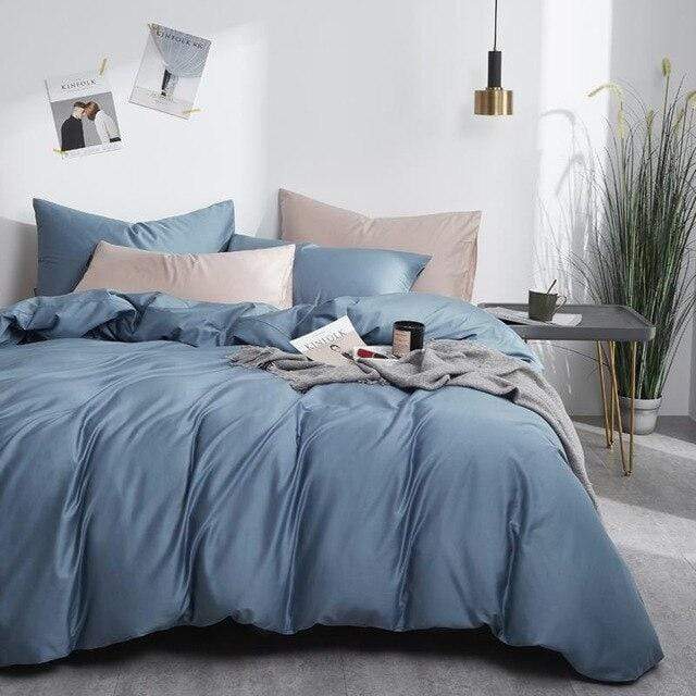 Ultra Soft Solid Color Egyptian Cotton Duvet Cover Set - 