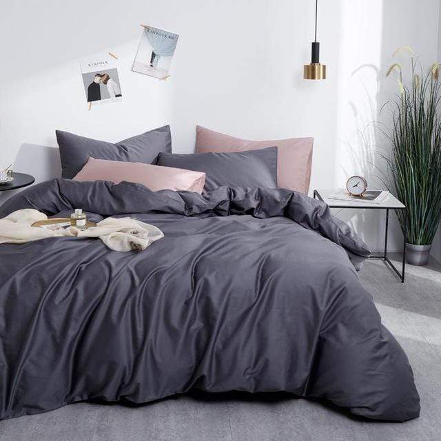 Ultra Soft Solid Color Egyptian Cotton Duvet Cover Set - 