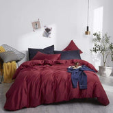 Ultra Soft Solid Color Egyptian Cotton Duvet Cover Set - Red