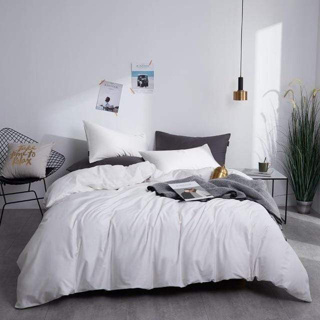 Ultra Soft Solid Color Egyptian Cotton Duvet Cover Set - 