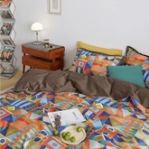 Vibrant Colors Geometrica Egyptian Cotton Duvet Cover Set - 