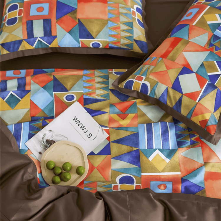 Vibrant Colors Geometrica Egyptian Cotton Duvet Cover Set - 