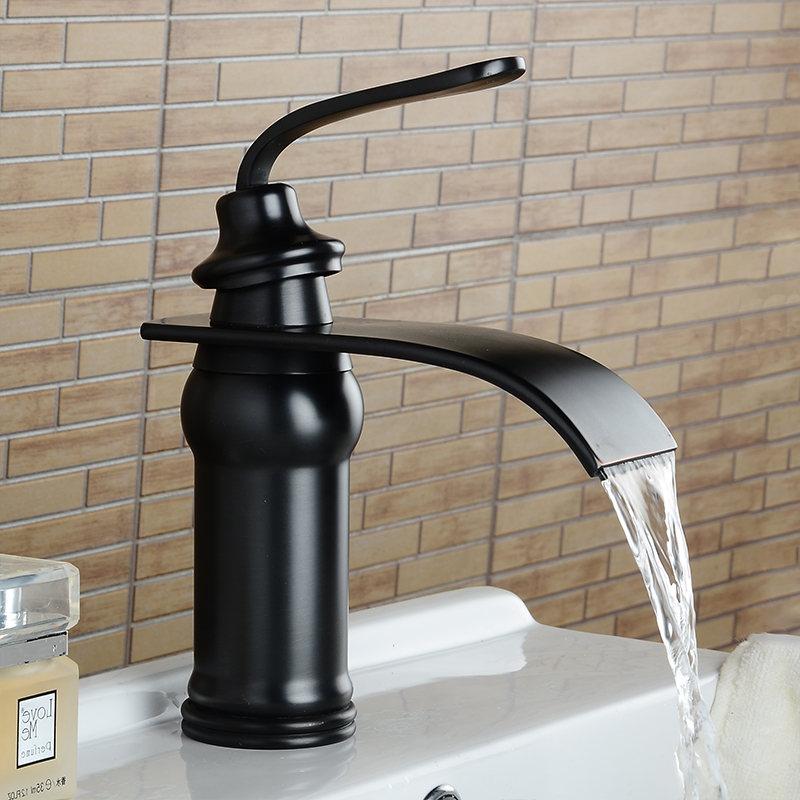 Vintage Look Waterfall Bathroom Faucet - Black - Faucet