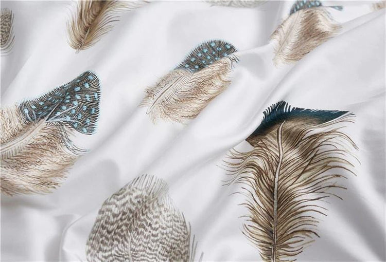 White Feathers Egyptian Cotton Duvet Cover Set - Duvet Cover