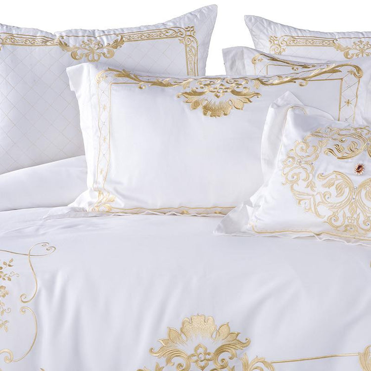 White Gold Pattern Egyptian Cotton Duvet Cover Set - Duvet 