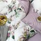 White Lavender Flora Fauna Egyptian Cotton Duvet Cover Set -