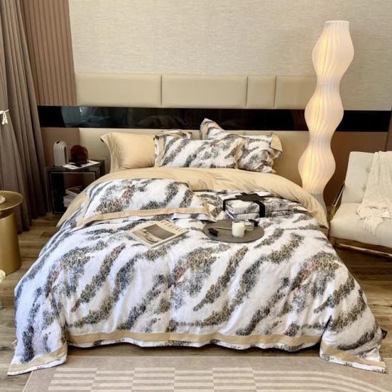 White Tiger print Egyptian Cotton Duvet Cover Set - Duvet 