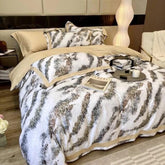 White Tiger print Egyptian Cotton Duvet Cover Set - Duvet 
