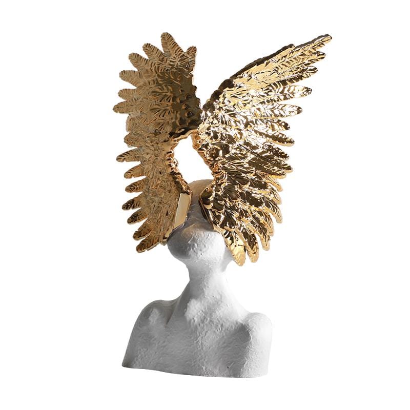Wings of Angel Face Sculpture Art Piece - Décor