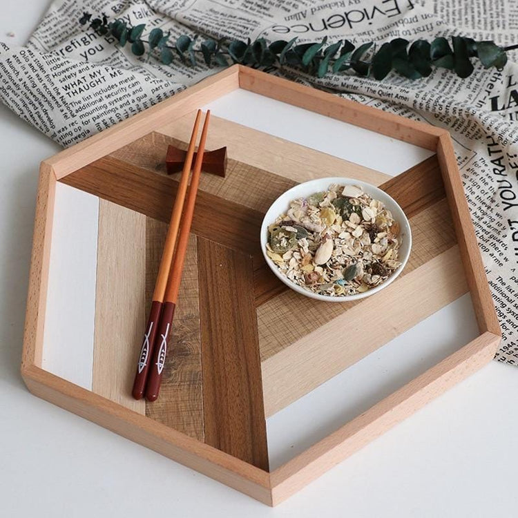 Wooden Geometry Nordic Hexagon Serving Tray - Kitchen 