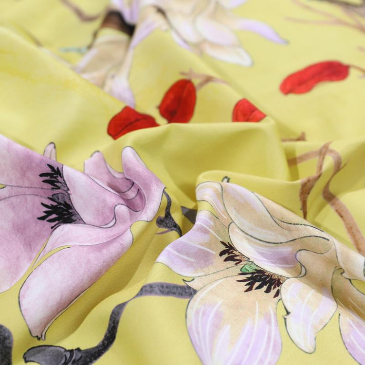 Yellow Nature Inspired Print Egyptian Cotton Duvet Cover Set
